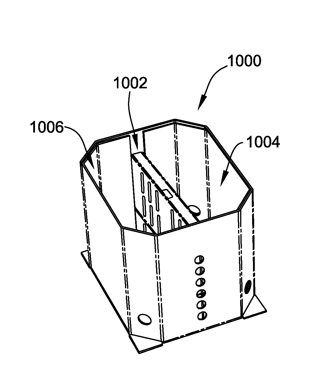 Bulk bin assembly with a horizontal ventilation insert and method for forming the same
