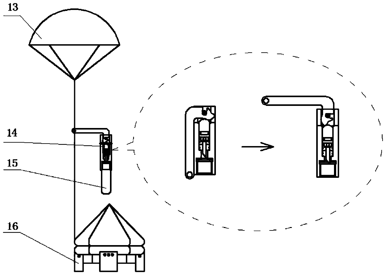 Automatic inflatable floating platform capable of being airdropped