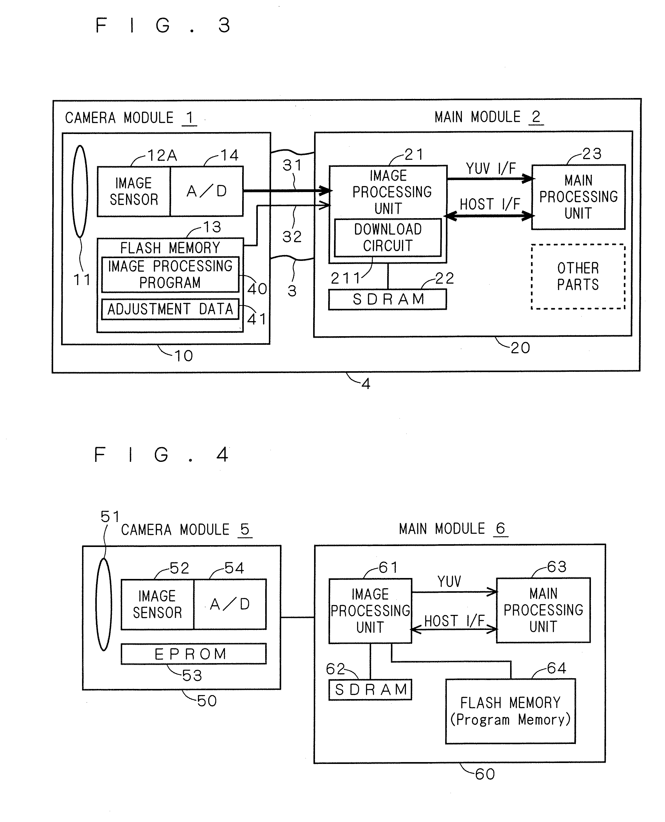 Electronic device with camera and main module incorporated in electronic device with camera