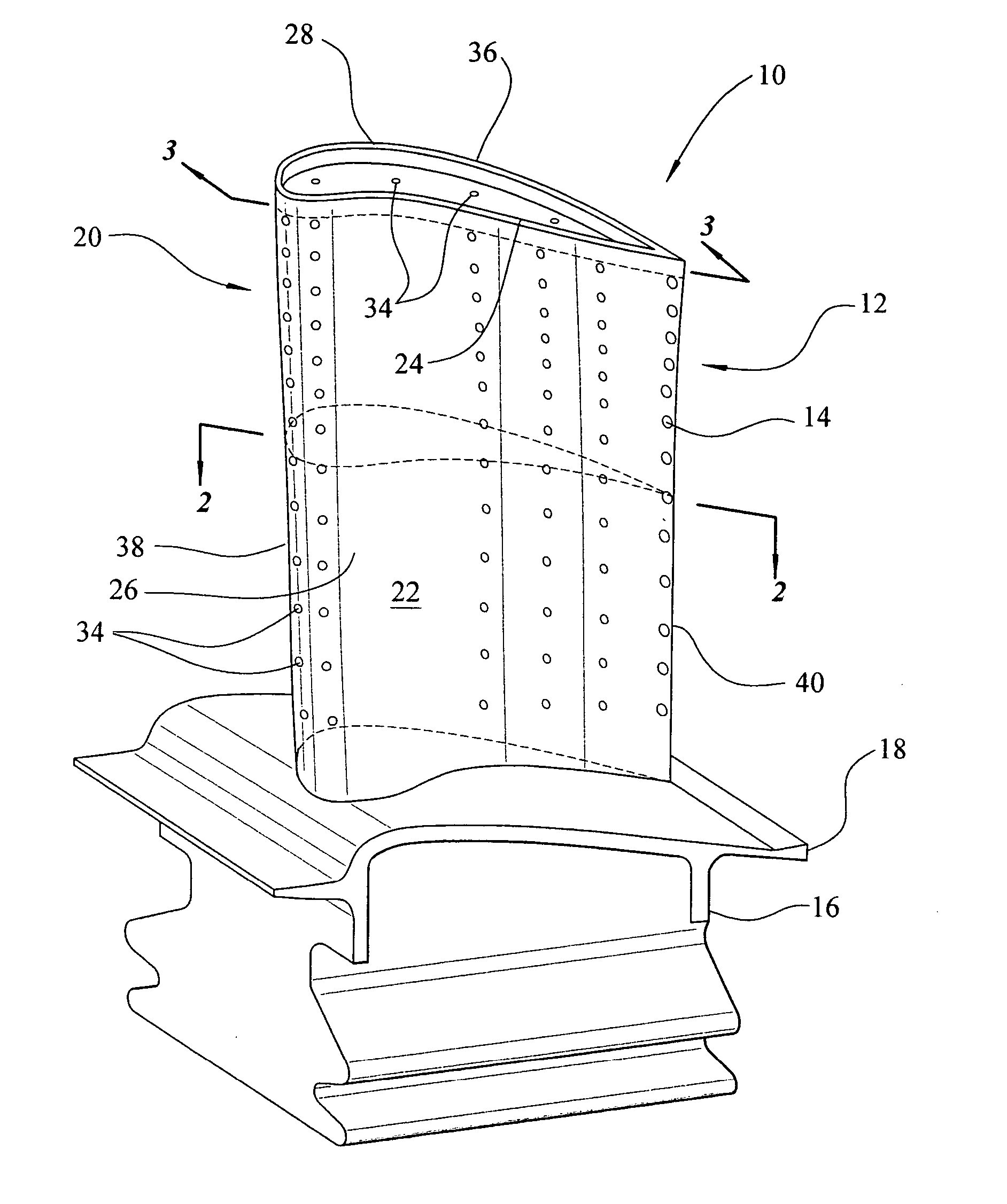 Cooling system for a turbine blade