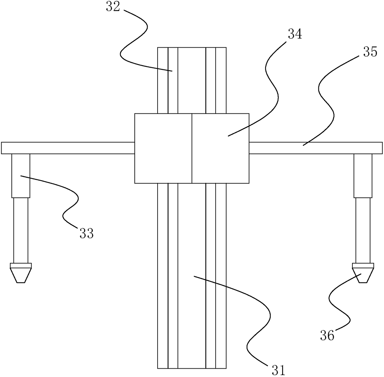 A fully automatic rotary positioning welding device between guardrail components