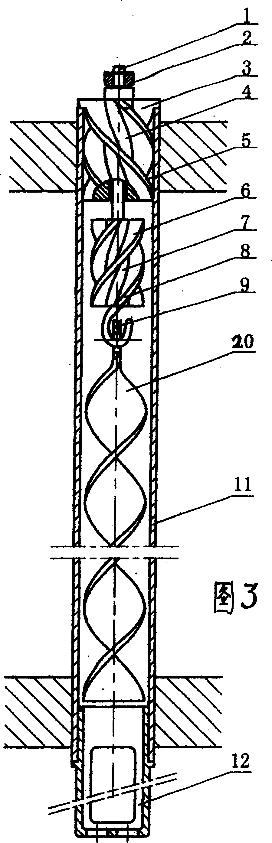 Dirt cleaning plastic helical device strengthened by heat-transfer fluid power