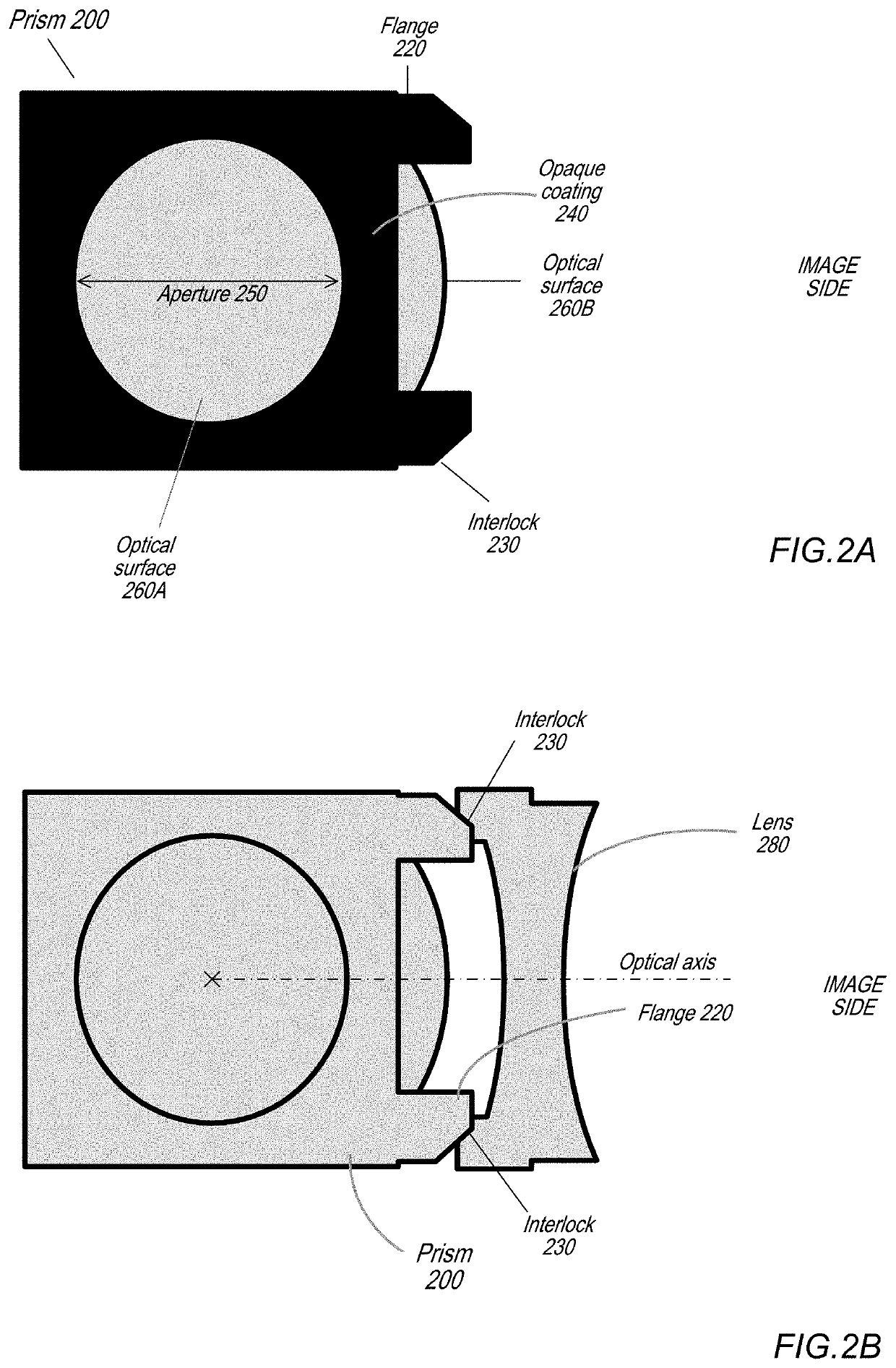 Optical prism with interlock