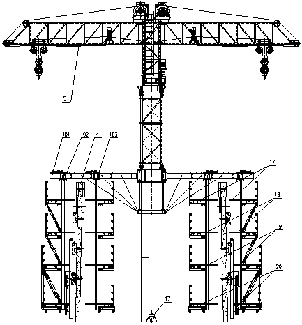Construction method for barrel wall of prestressed concrete wind power tower and special construction equipment