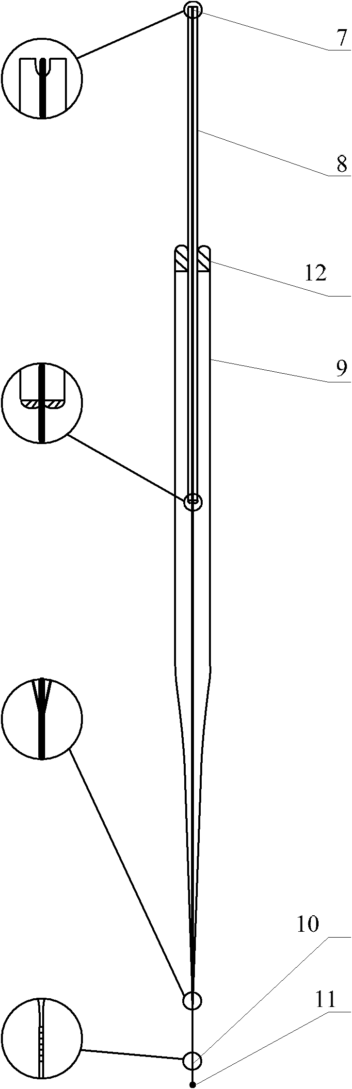 Micro-longhole measuring method based on fiber grating