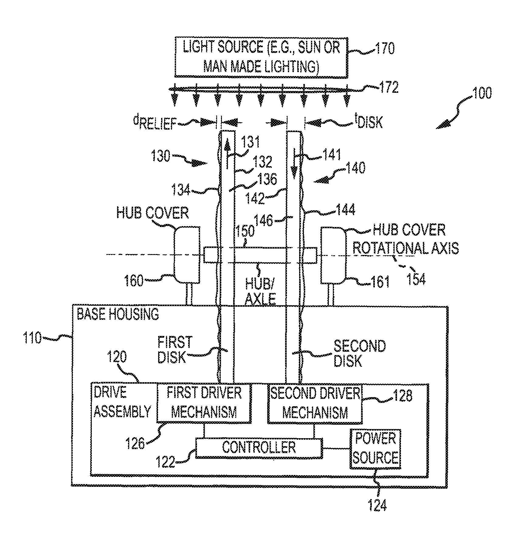 Waterless system for providing fan-shaped fountain effect