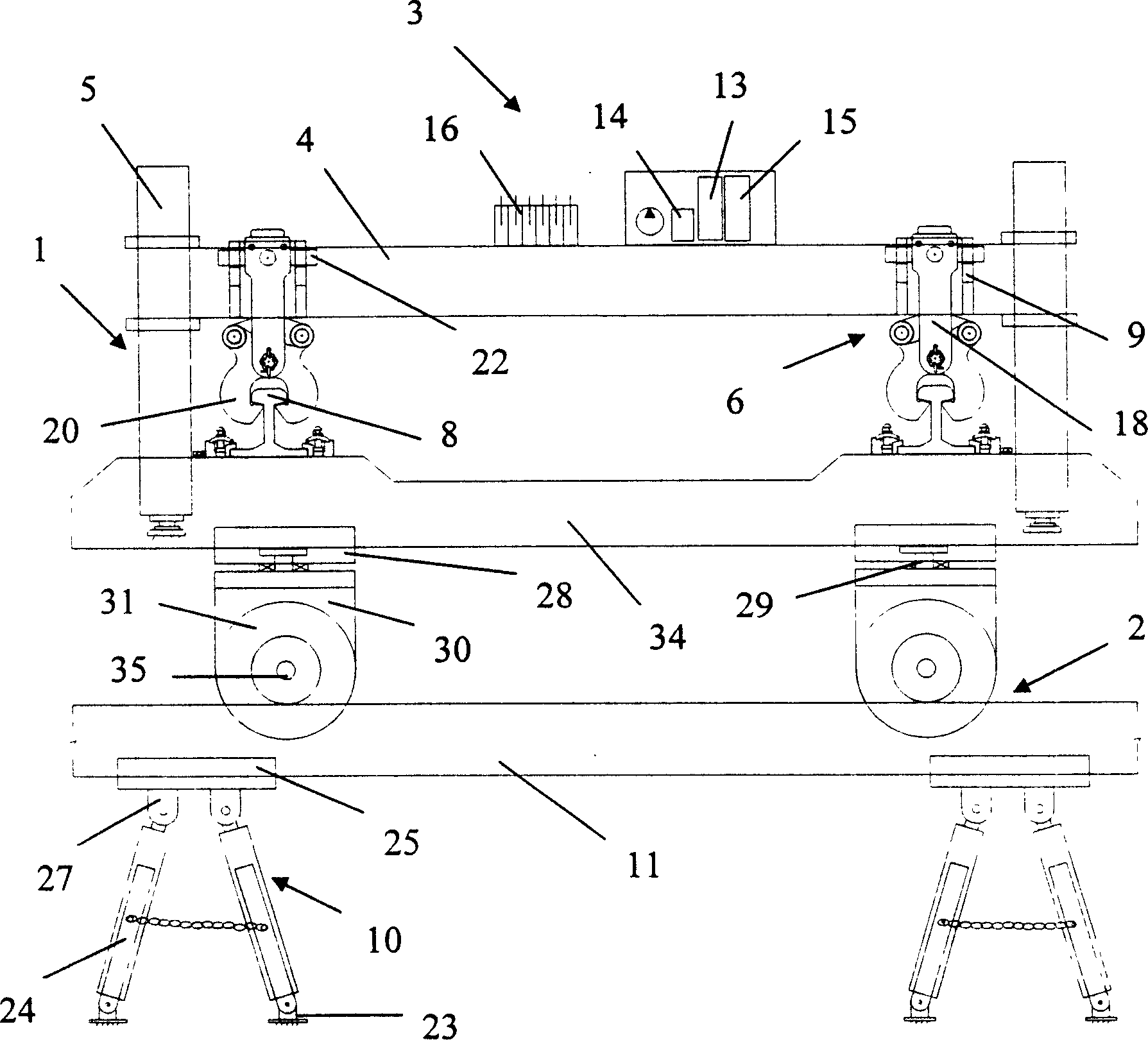 Longitudinal and transverse moving device for switch and rail row