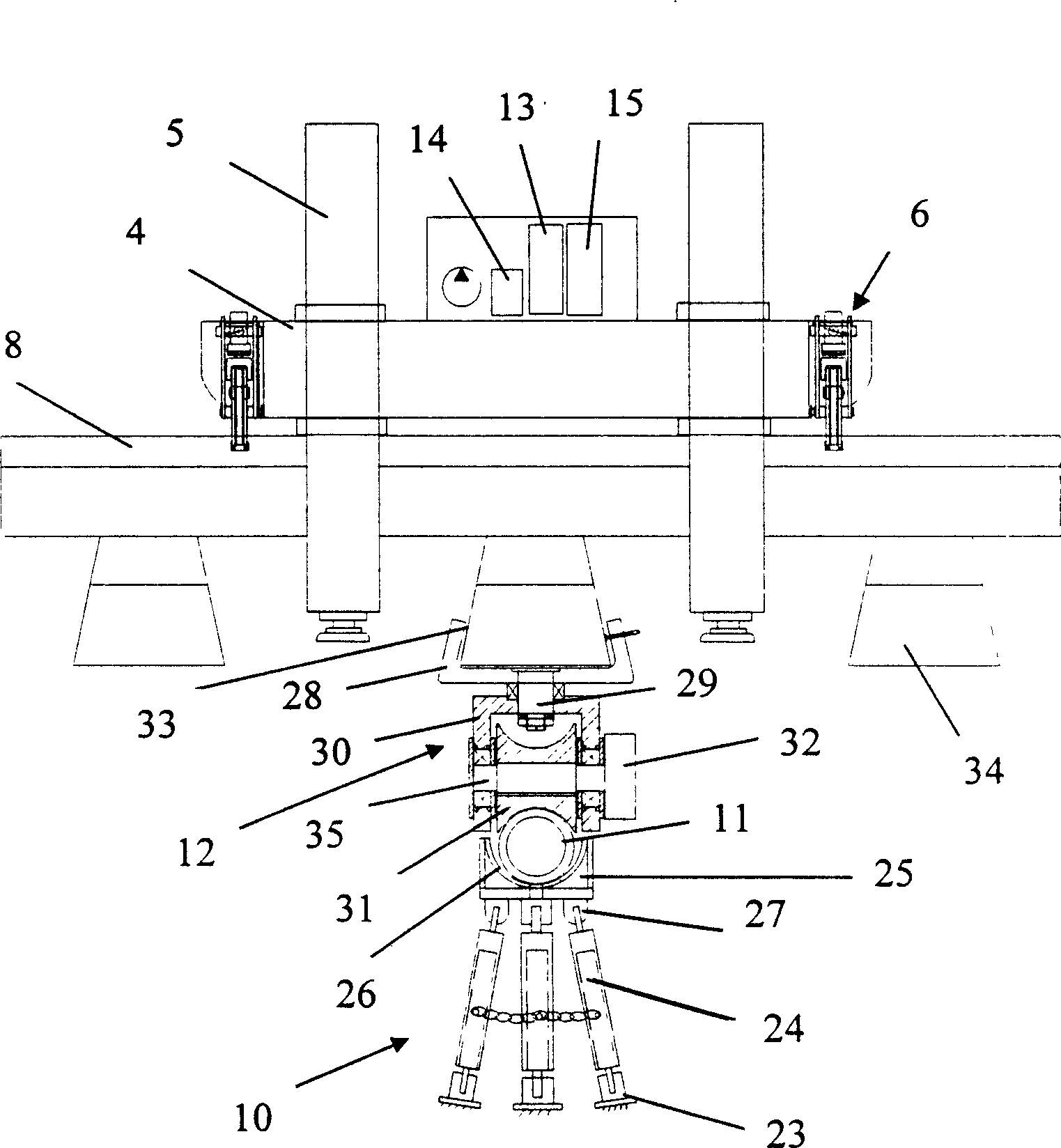 Longitudinal and transverse moving device for switch and rail row