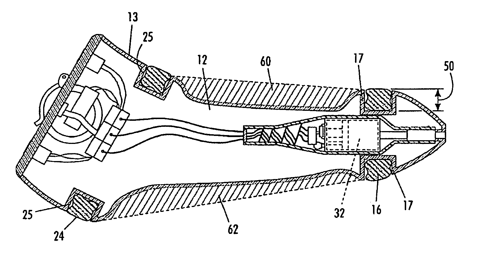 In the ear hearing aid utilizing annular acoustic seals