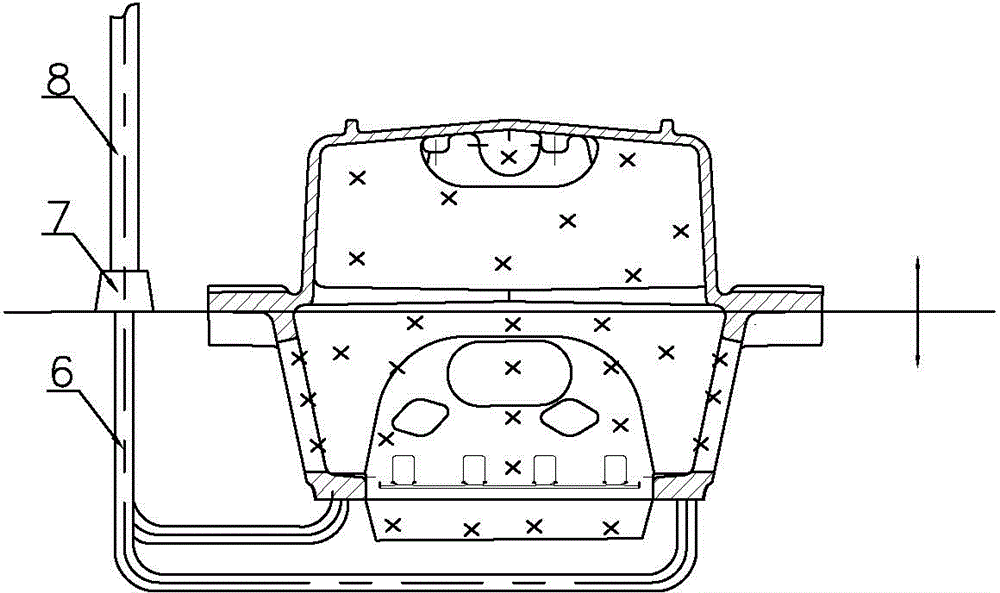 Sand mold structure of oil pan casting