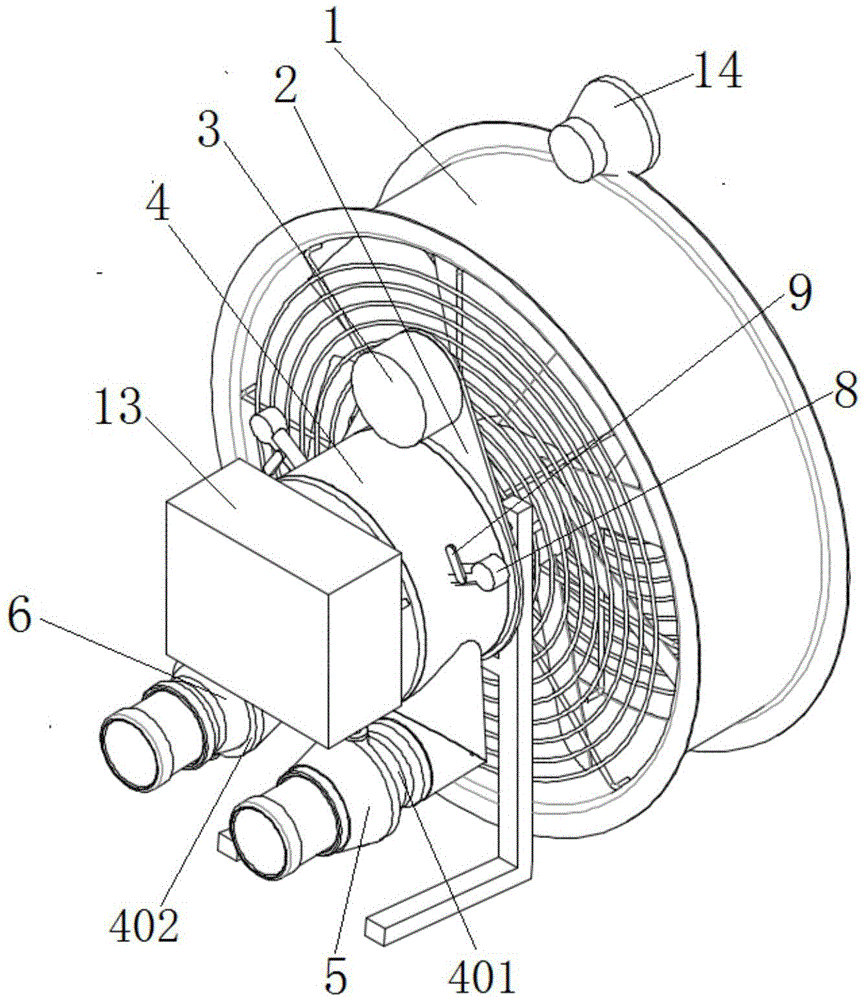 Hydraulic type self-power-generating smoke exhaust fan with lighting function