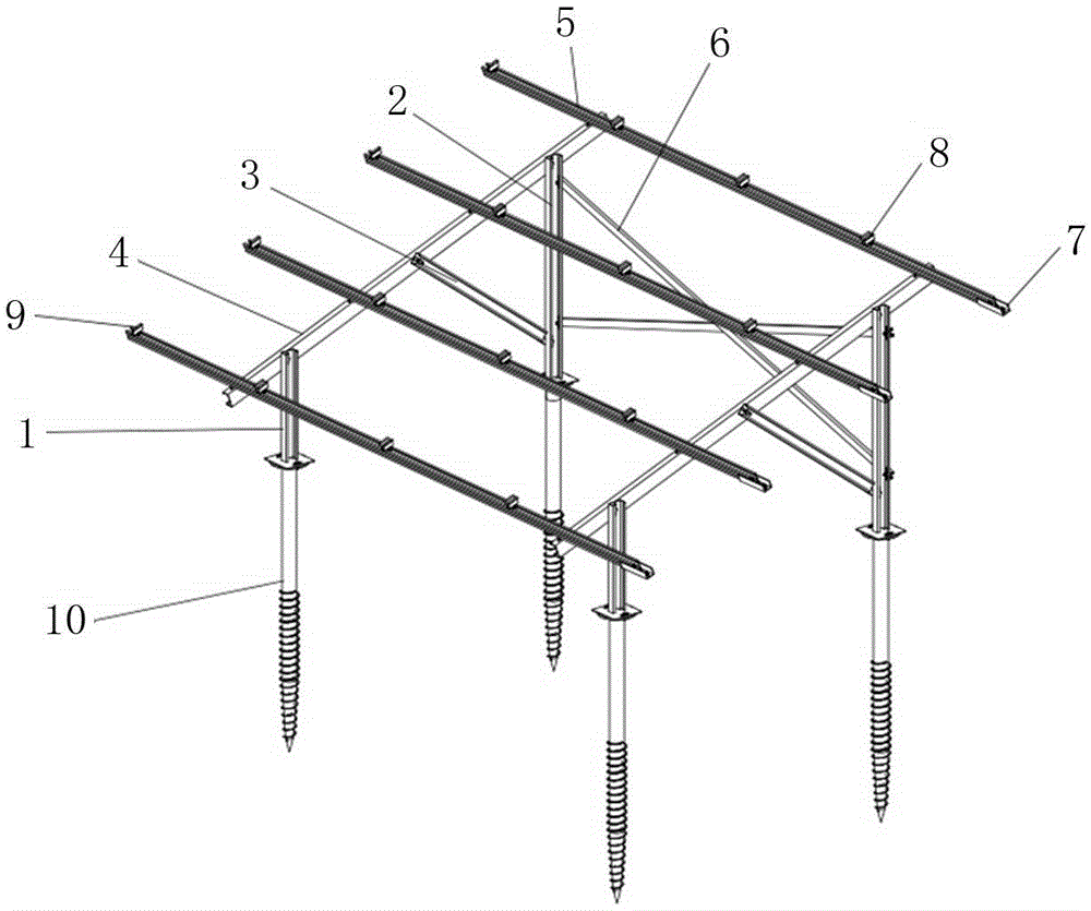Photovoltaic system support with characteristic of rapid installation
