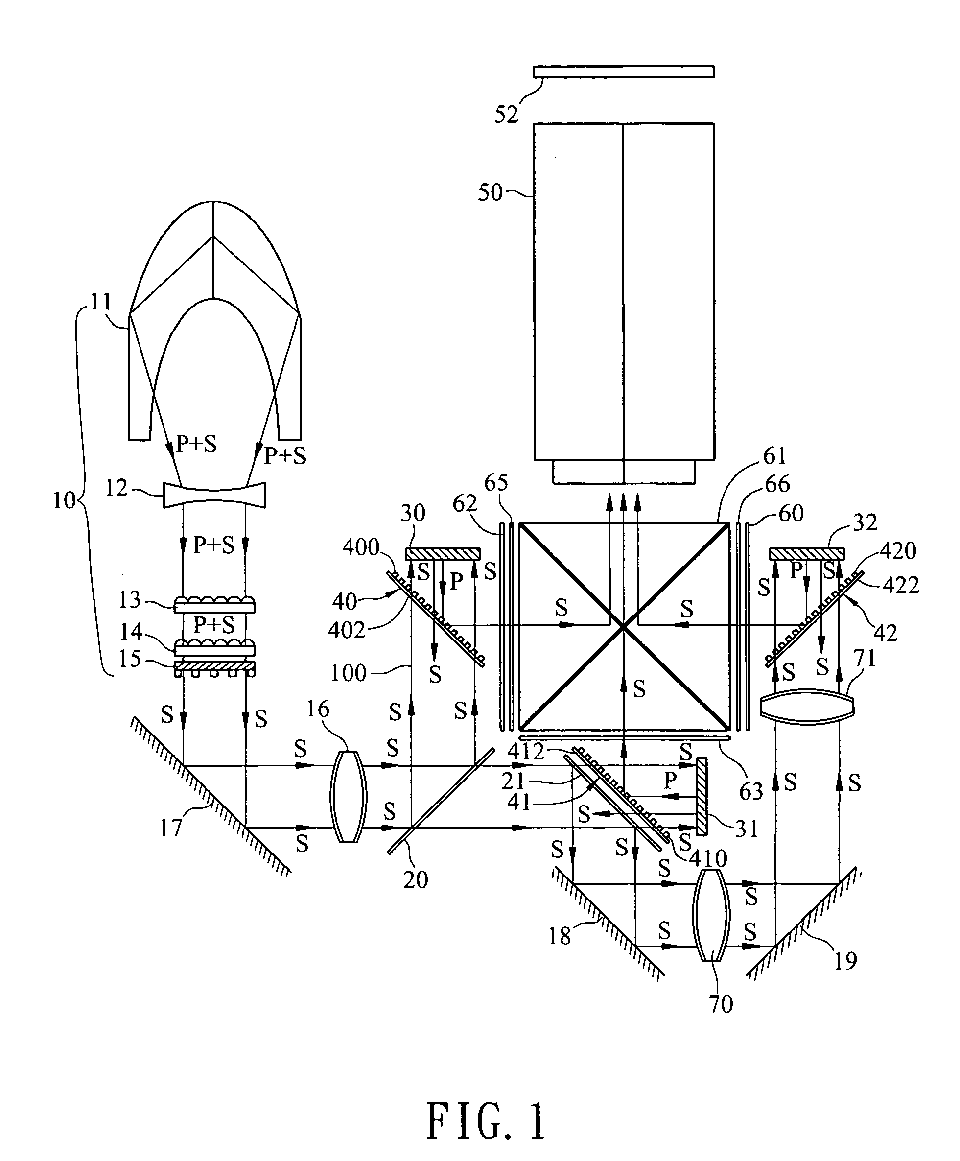Reflective polarization valve engine and projection display using the same