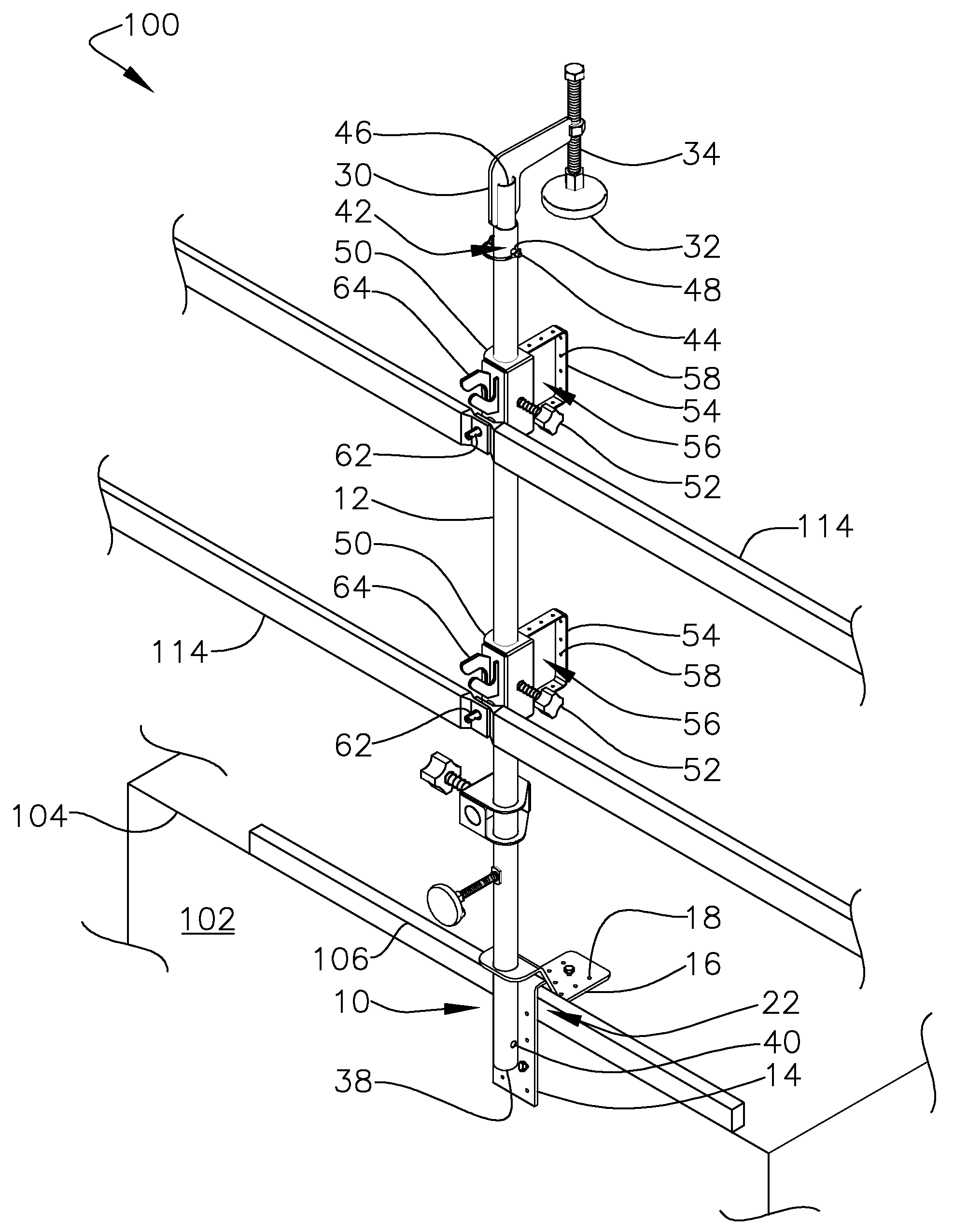 Elevated surface safety base and post apparatus