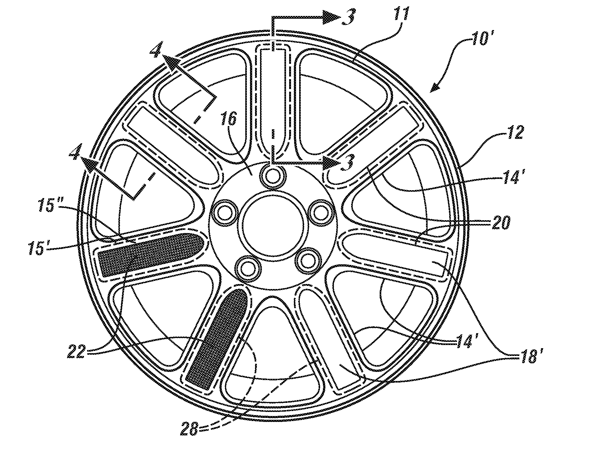 Light-weight vehicle wheels with carbon fiber inserts