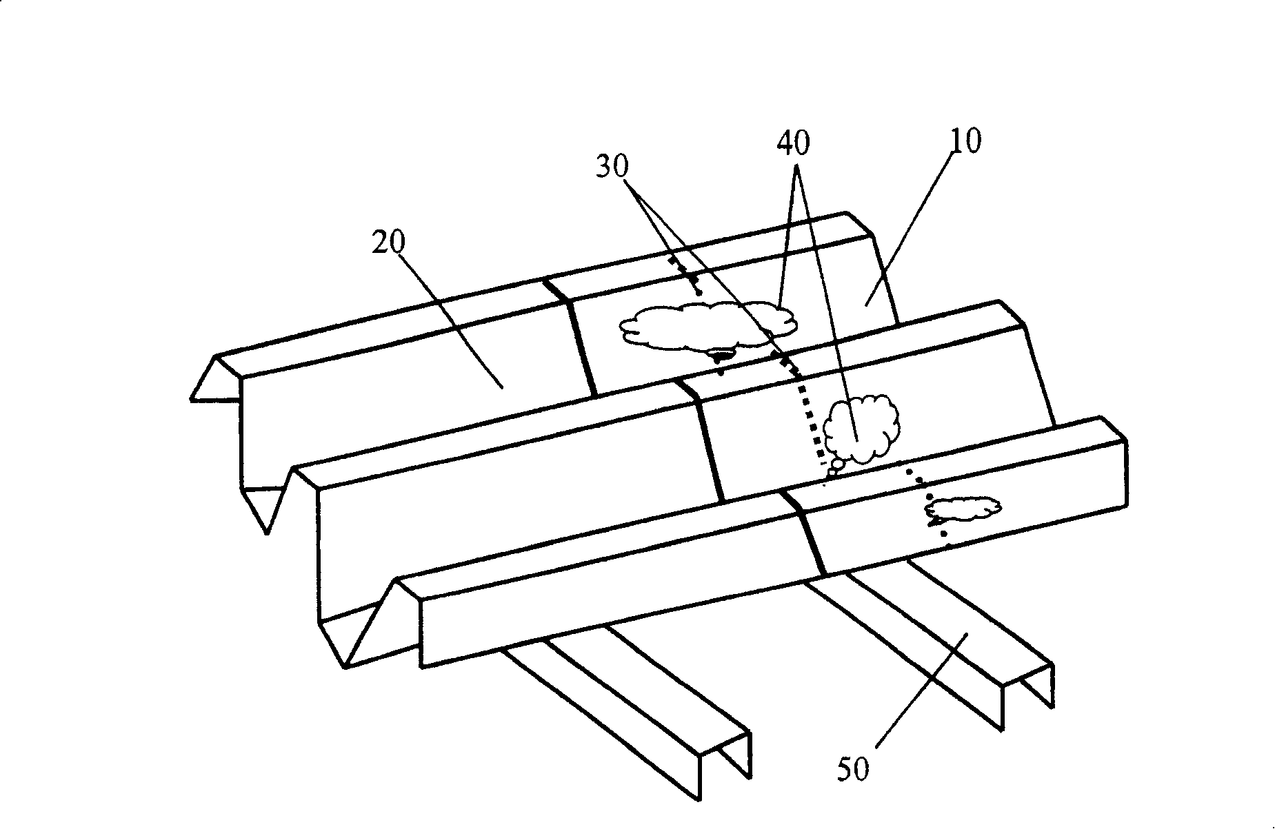 Method for treating seepage in tiled roof lap seam by profiled steel sheet