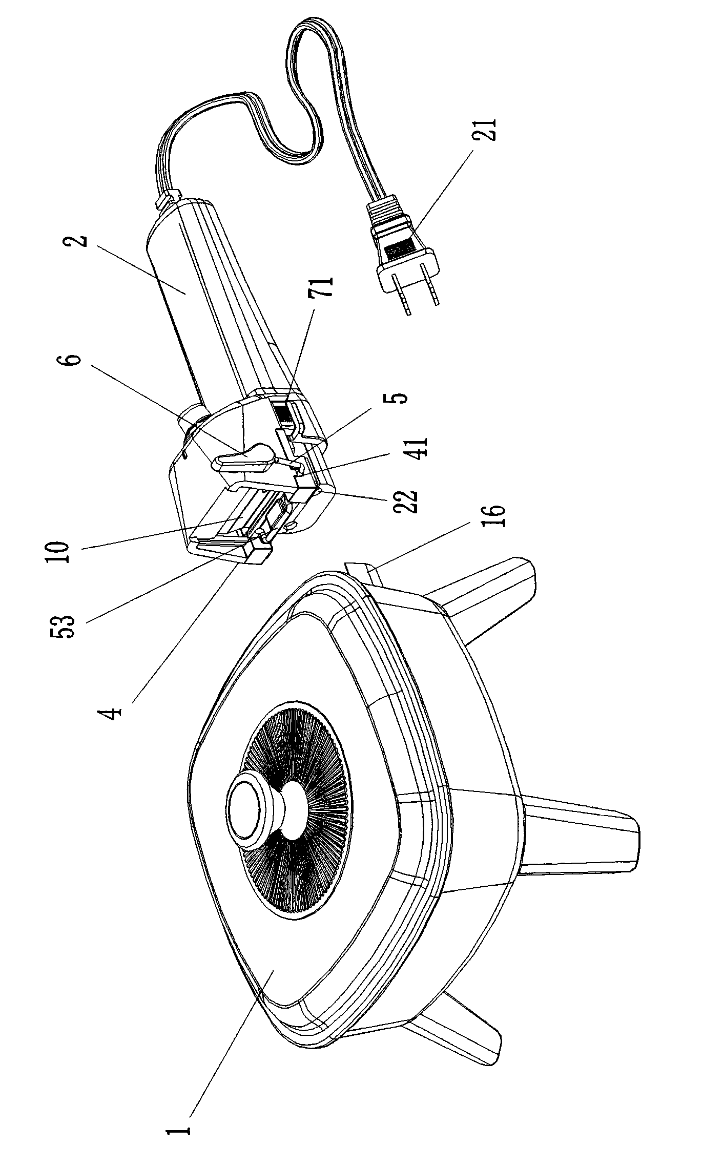 Separable power plug/socket connecting structure of electric frying pan