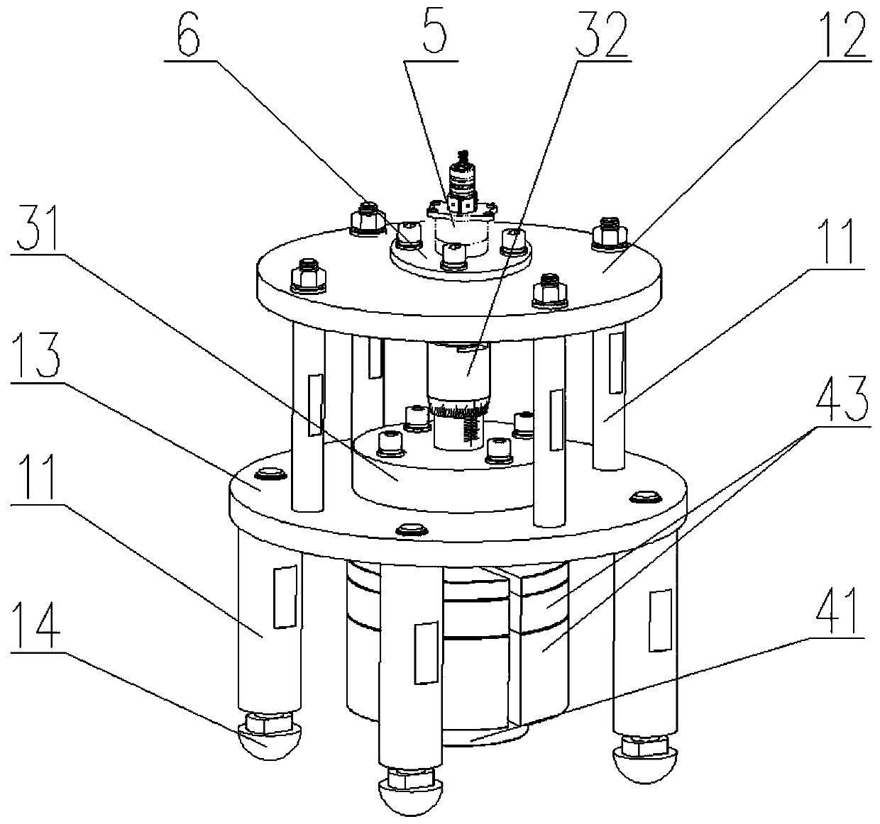 Testing device of electromagnet attraction force and motion displacement