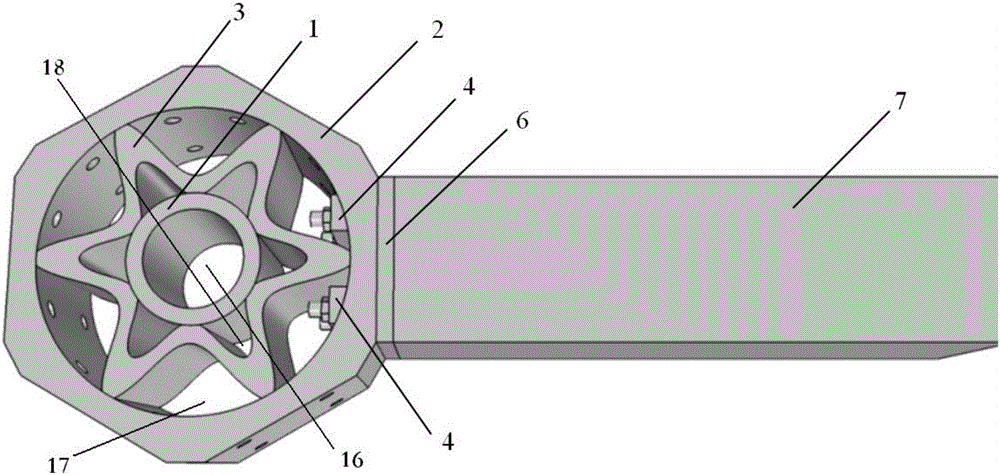Assembled joint being of spatial grid structure and composed of outer ring and hexagonal socket