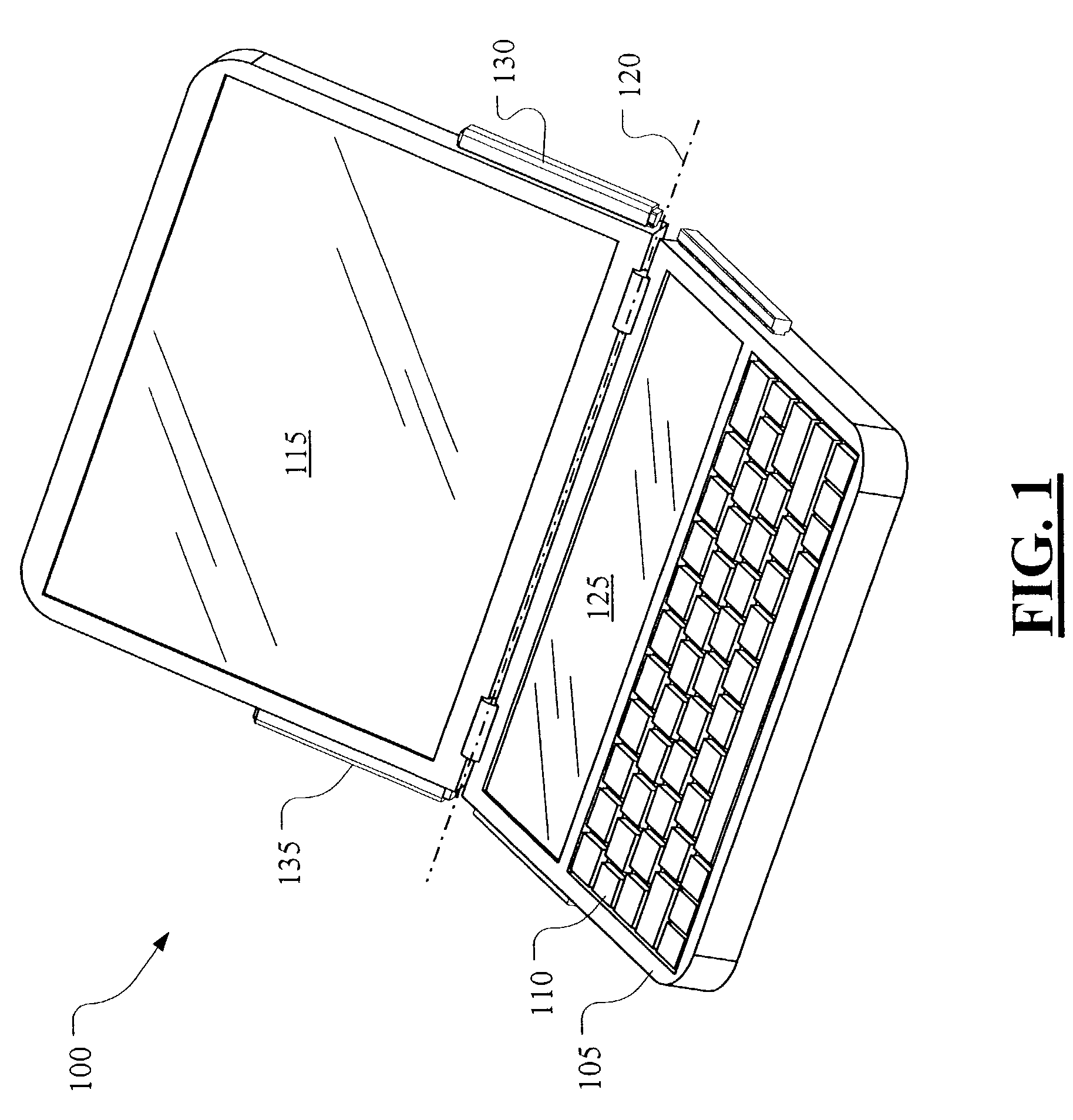 Folding terminal with slider to fix terminal in a flat unfolded configuration