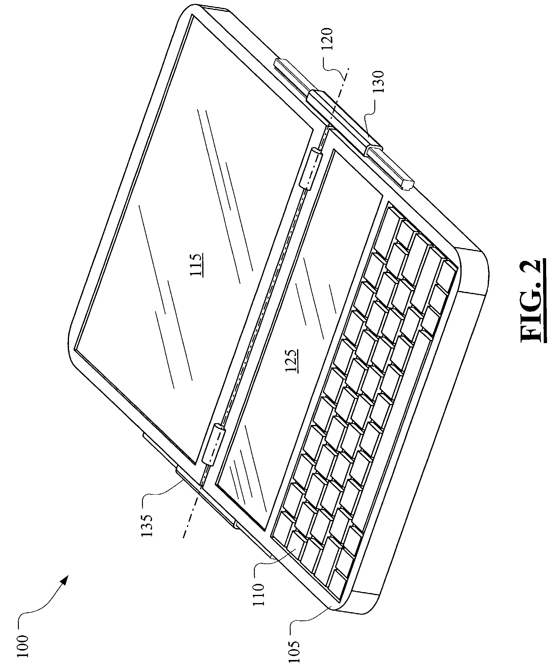 Folding terminal with slider to fix terminal in a flat unfolded configuration