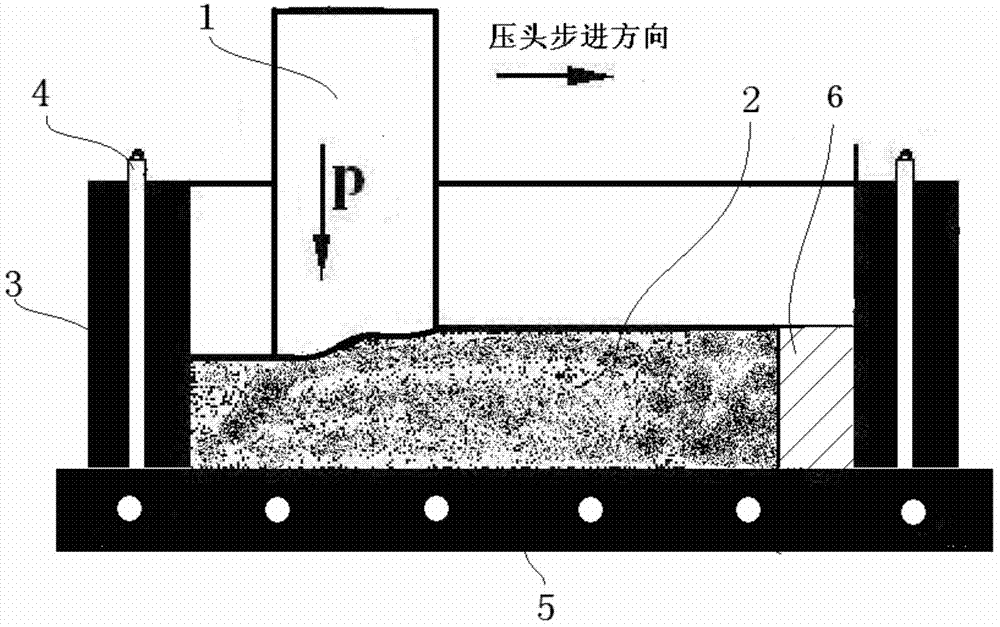 Pressing head and device for achieving densification of spray deposition porous panel and application thereof