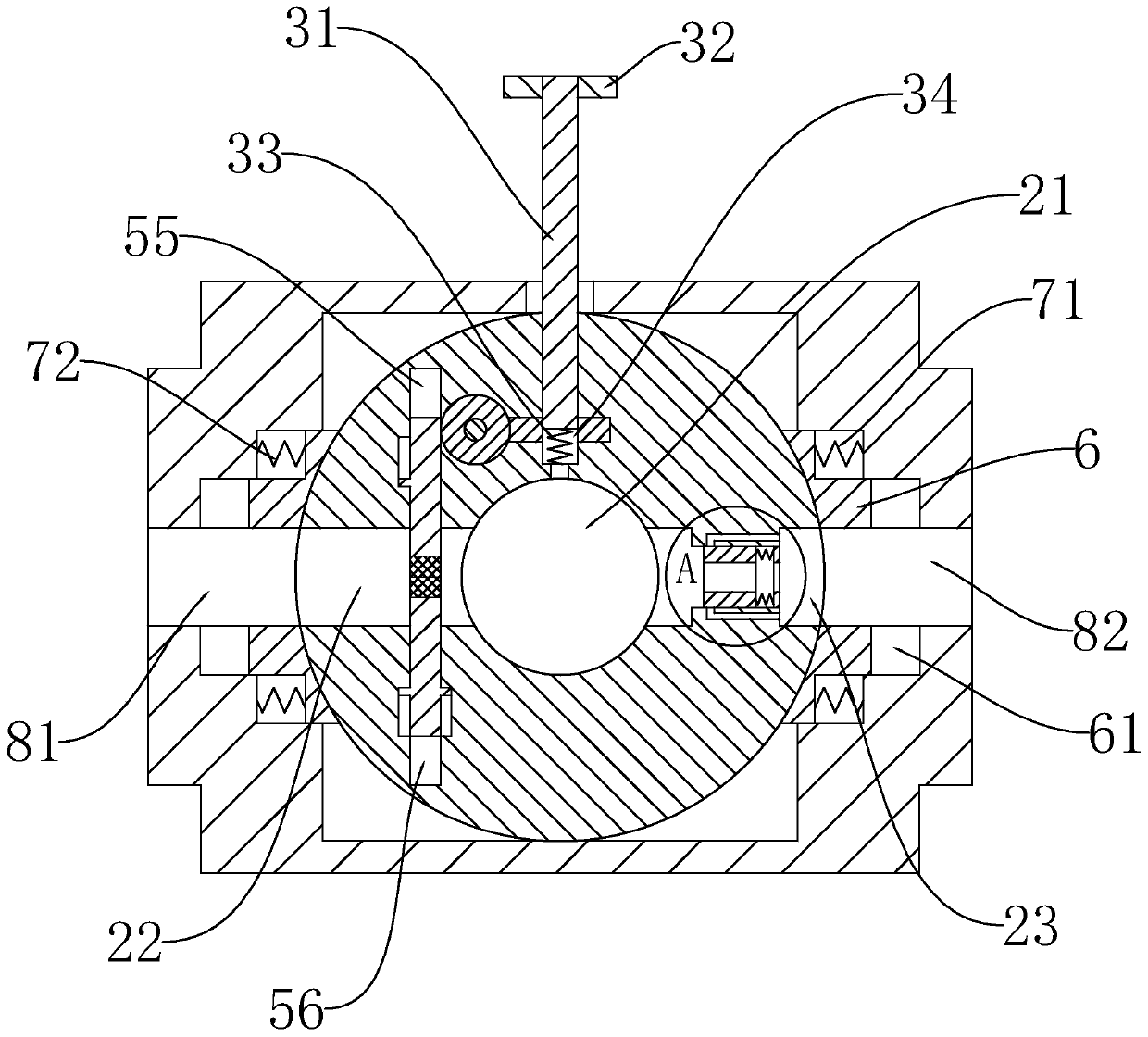 Pressing type throttling ball valve