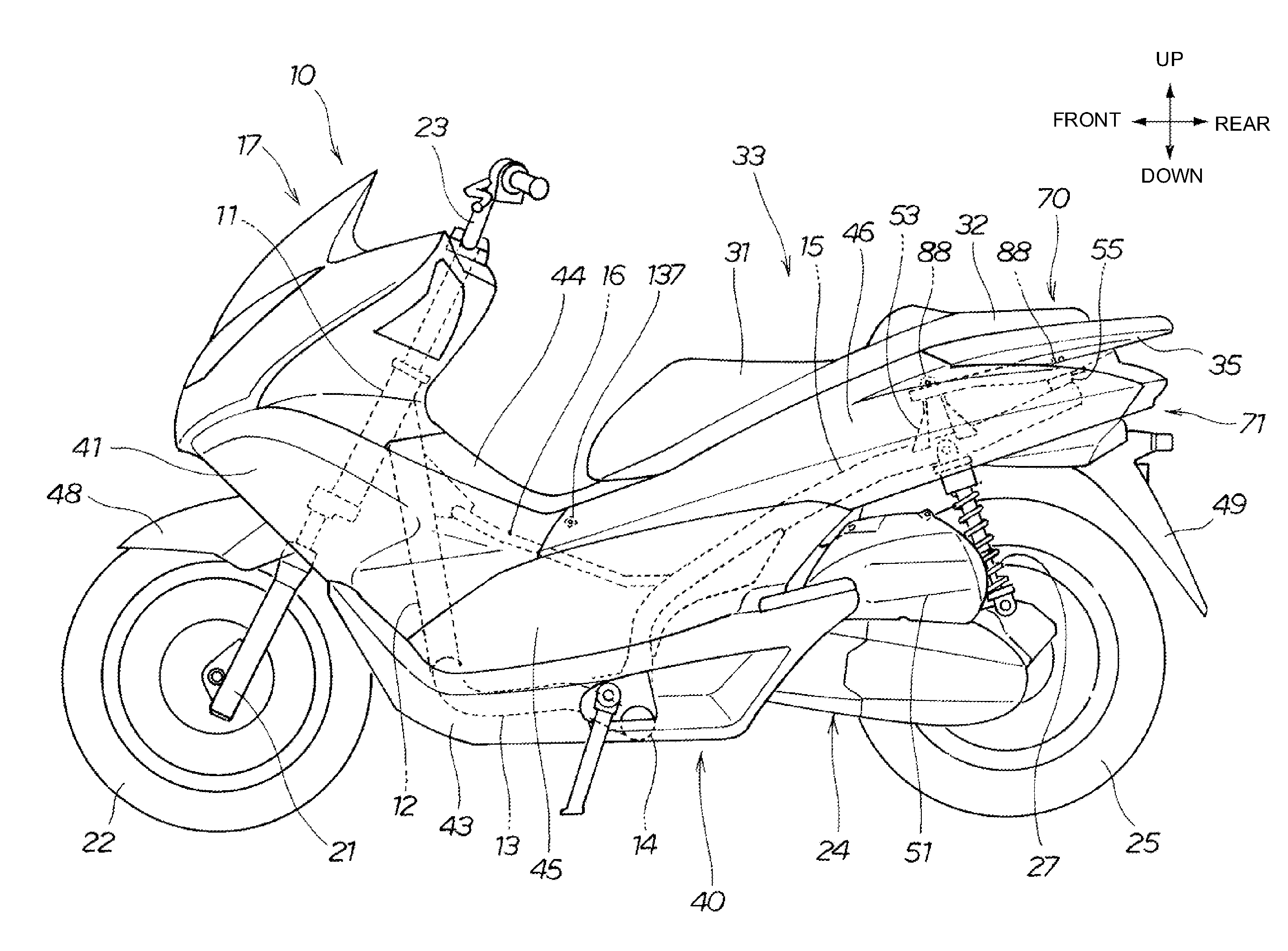 Rear body structure for a vehicle, and vehicle incorporating same