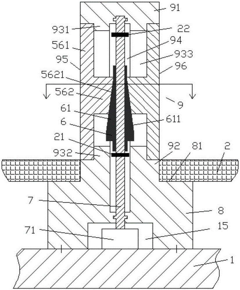 Fixing column device with upper and lower limiting sensors for PCB