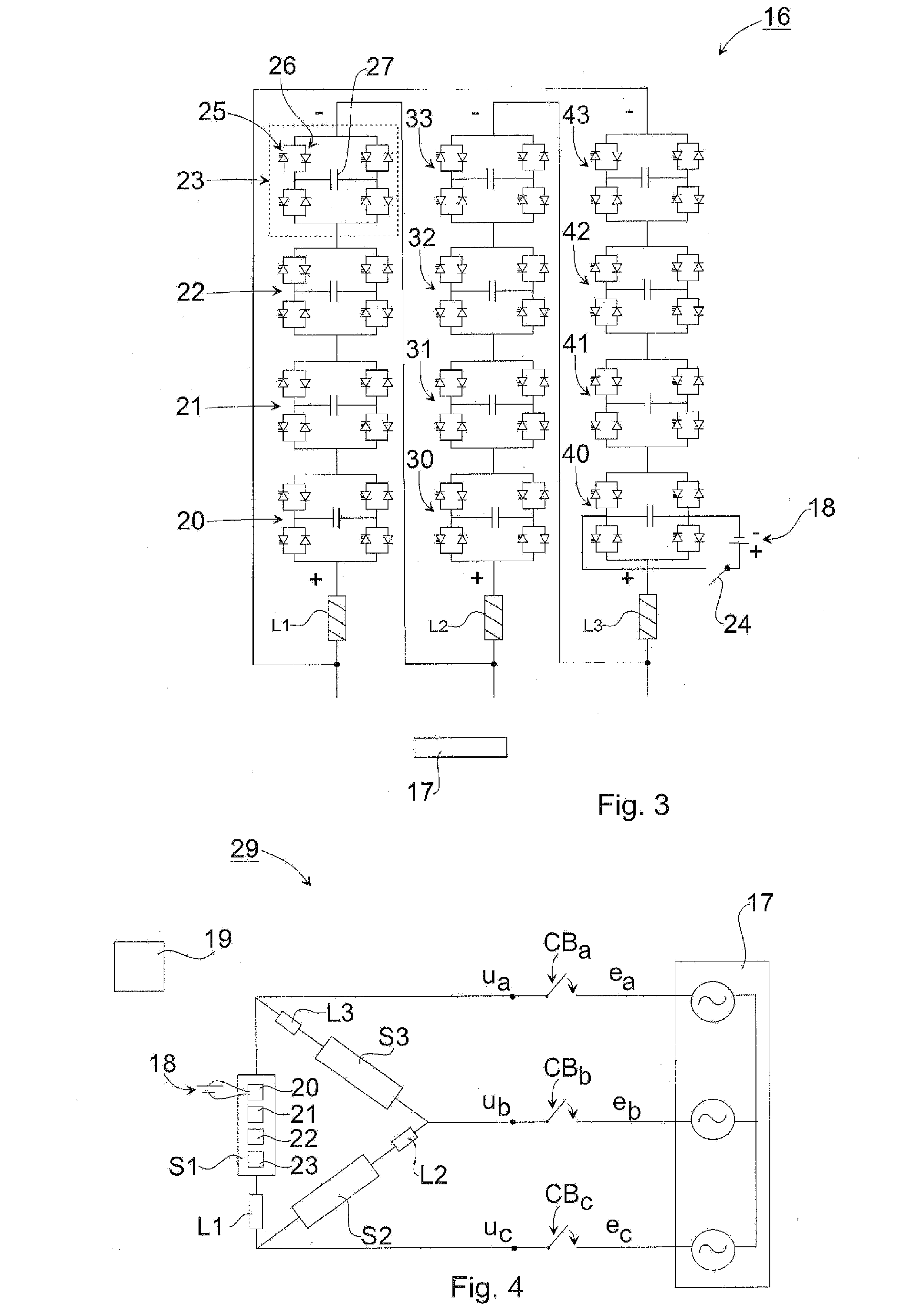 Chain-link converter, method for starting chain-link converter and static compensator system