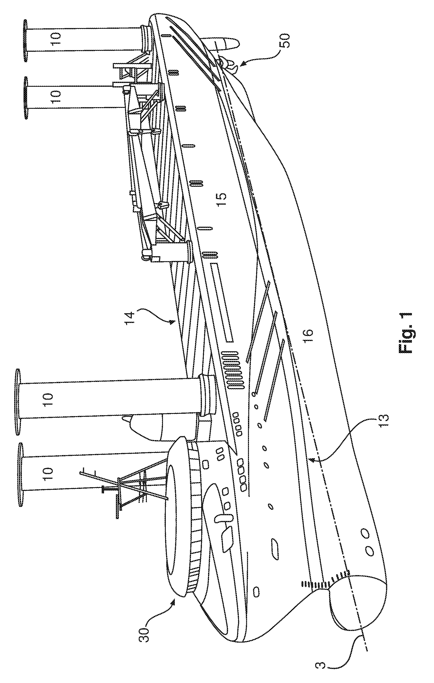 Ship comprising a magnus rotor and force-measuring device