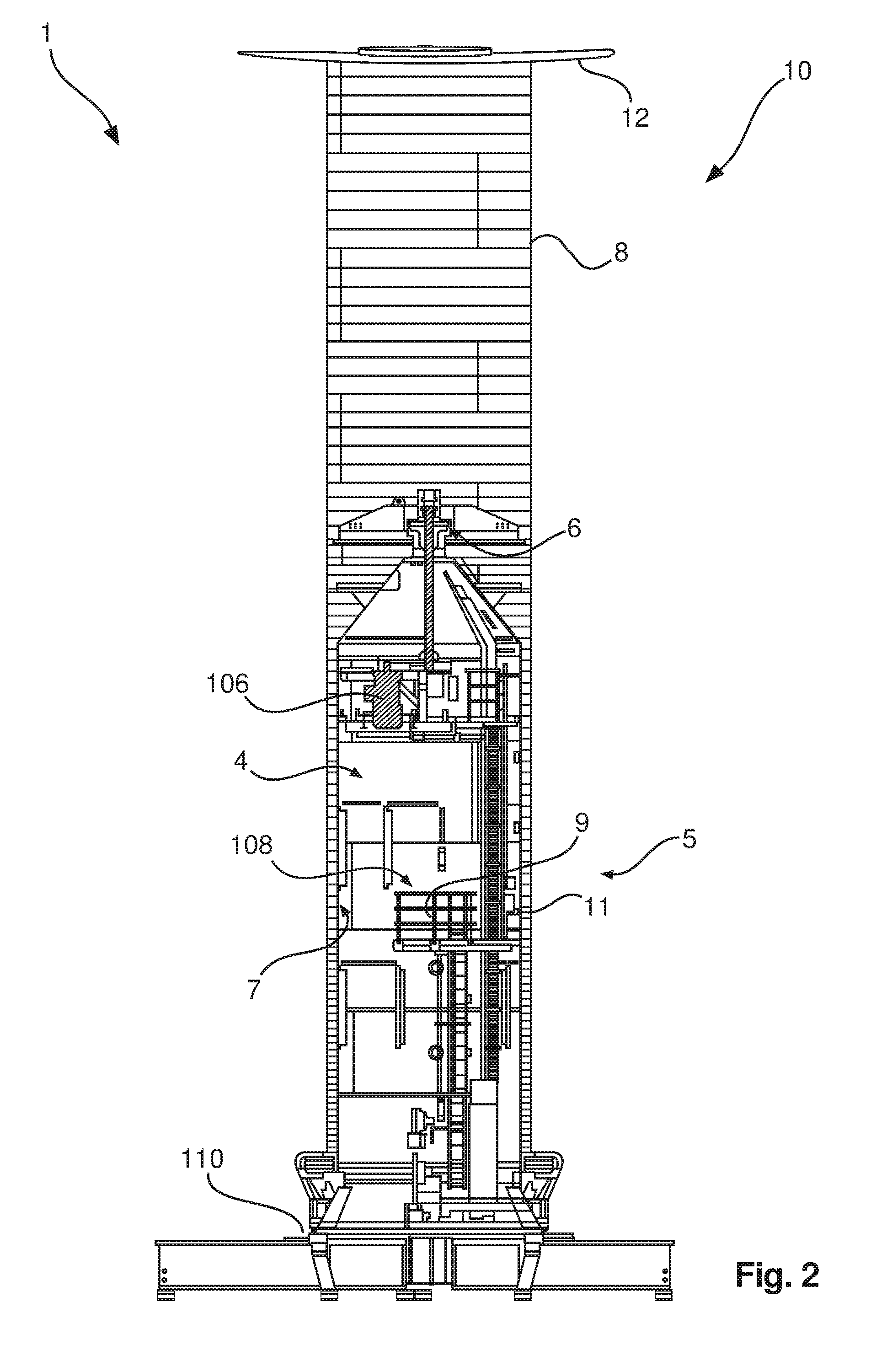 Ship comprising a magnus rotor and force-measuring device