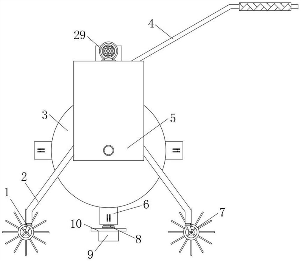 Intercropping soybean hole sowing integrated device for young orchard