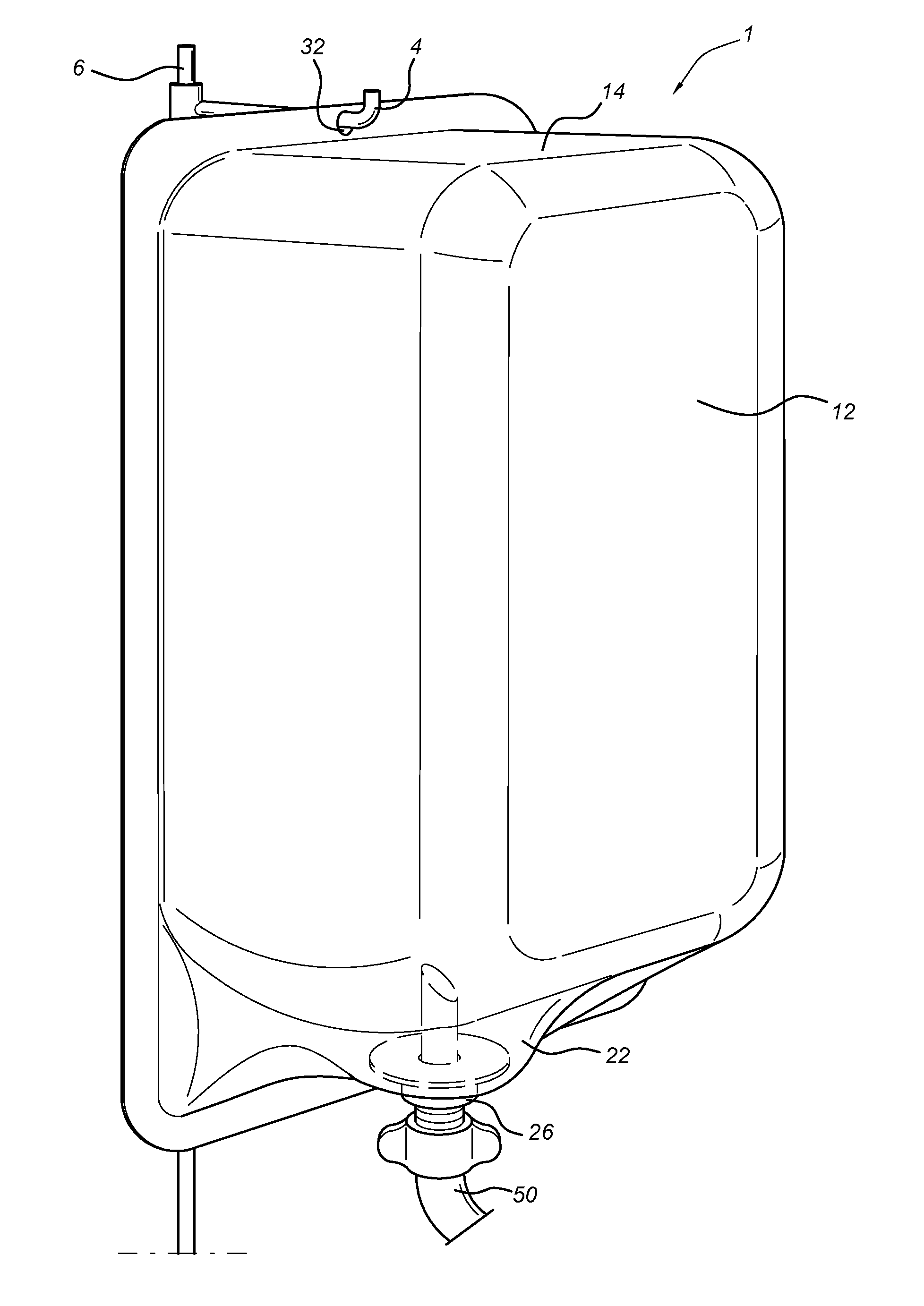 Flexible container with outlet