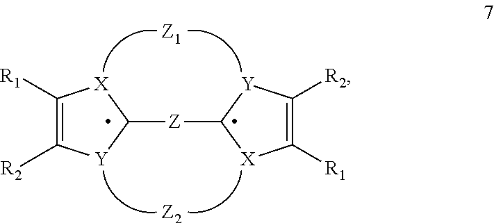 Heterocyclic radical or diradical, the dimers, oligomers, polymers, dispiro compounds and polycycles thereof, the use thereof, organic semiconductive material and electronic or optoelectronic component