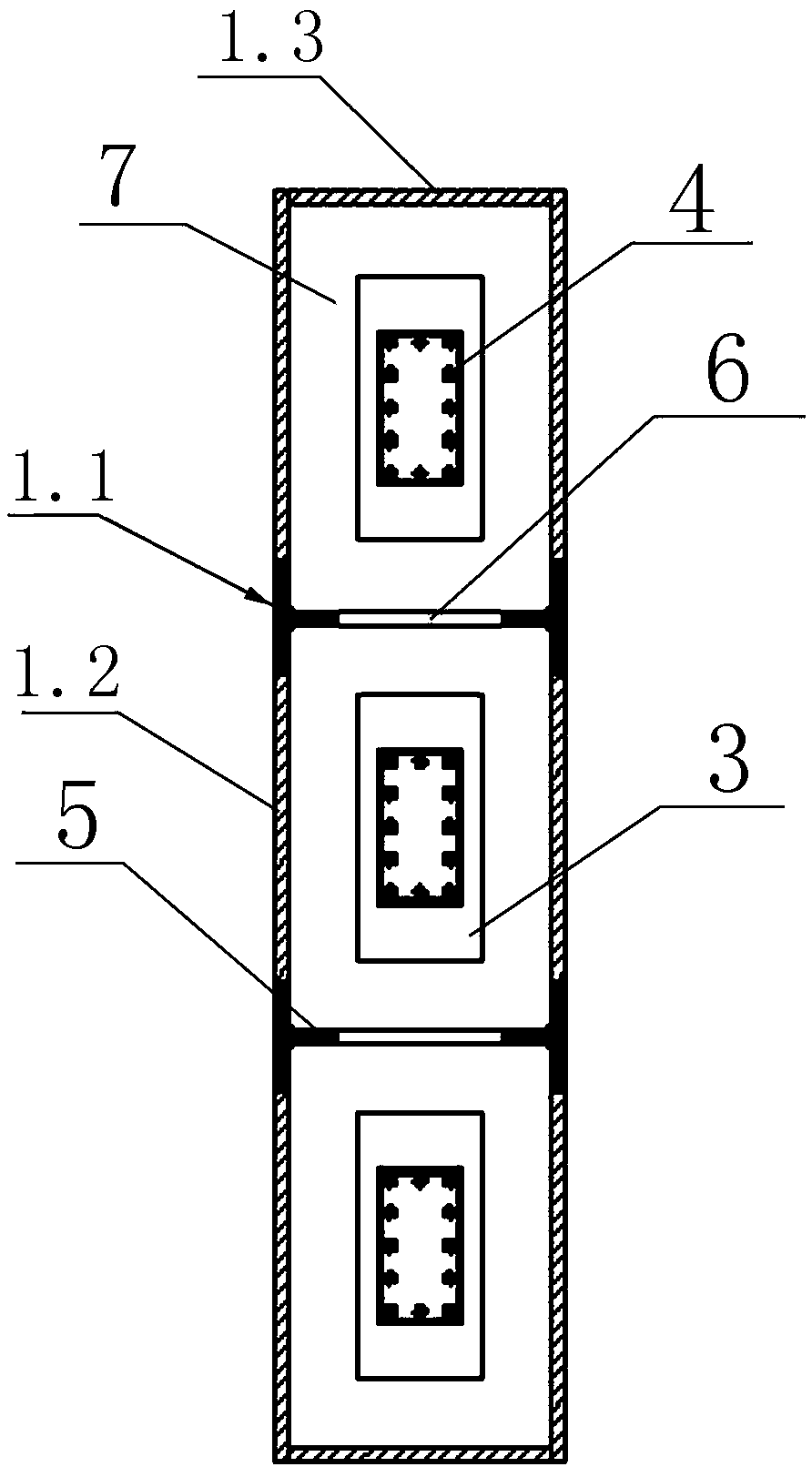 Reinforced multi-cavity steel pipe and concrete shear wall and system and construction method