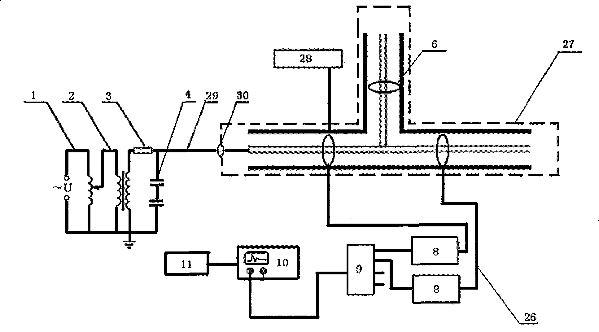 Structure-variable gas insulation composite apparatus partial discharge experiment device and method thereof