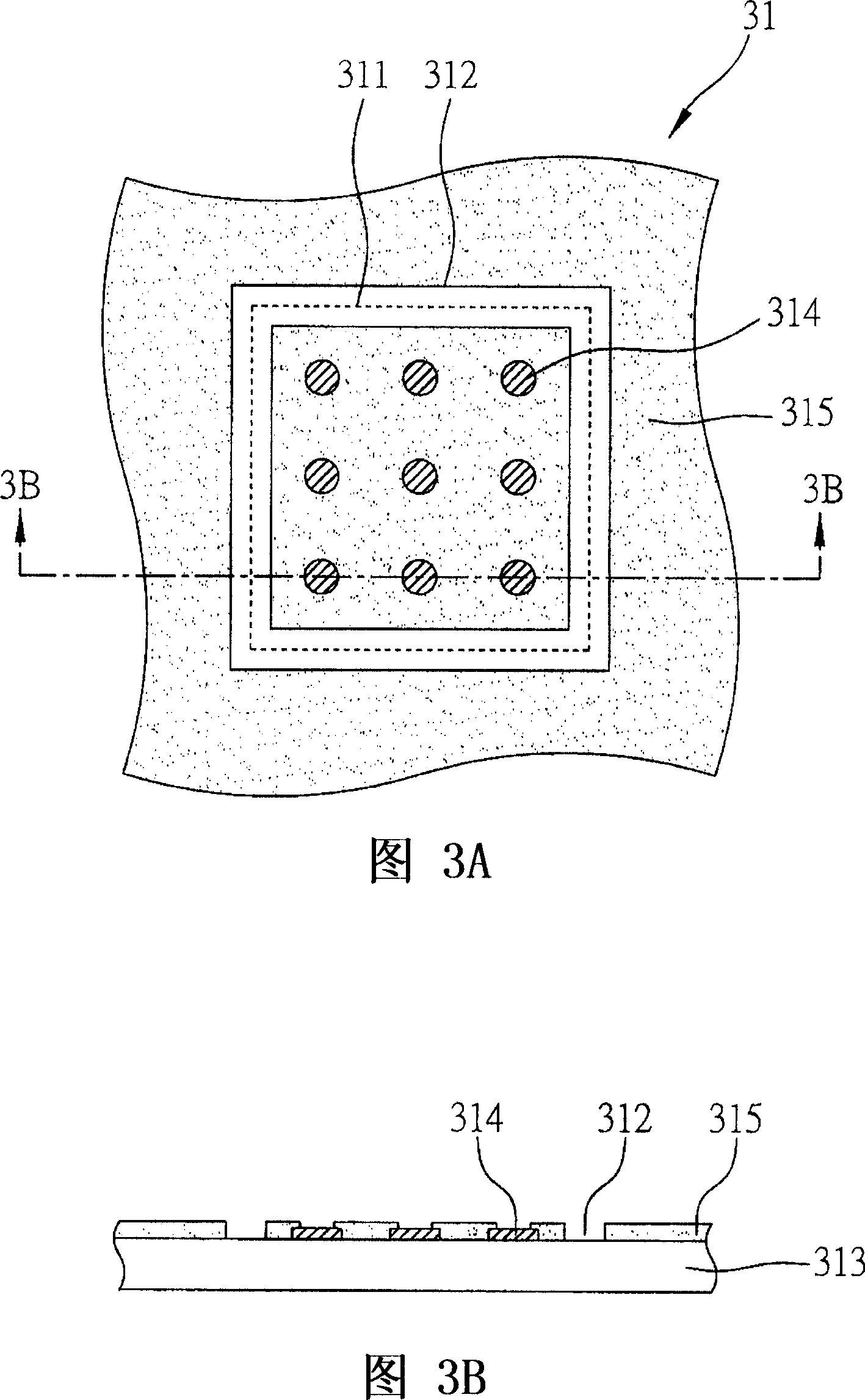 Flip-chip type semiconductor packaging structure and chip bearing member