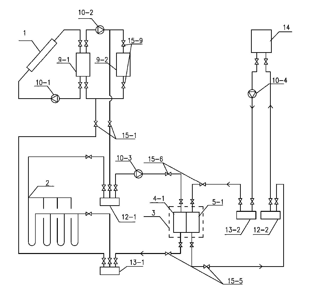 Heat exchange system in combined operation of solar energy and geothermal energy