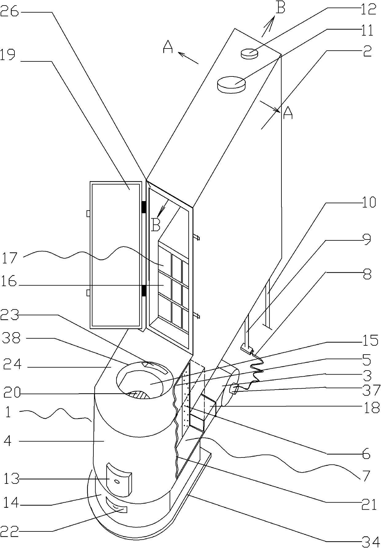 Energy-saving, environment-friendly, easy-dusting, air-heated civil boiler