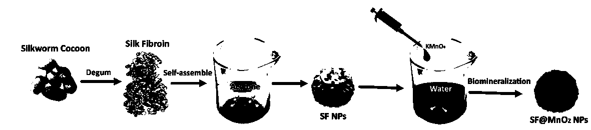 Preparation of silk fibroin nanoparticles coated with manganese dioxide