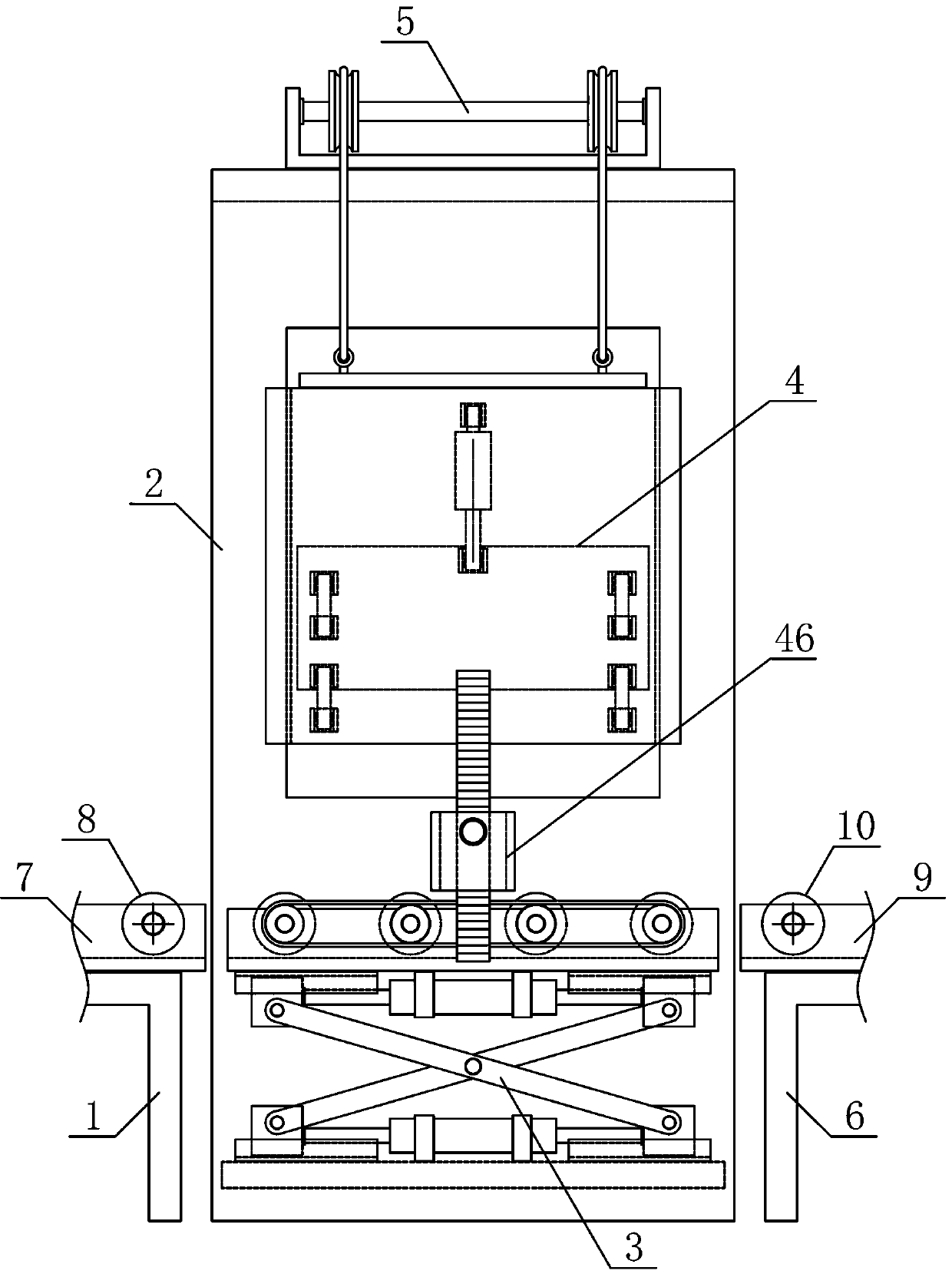 Stacking mechanism for palletizing packaging boxes