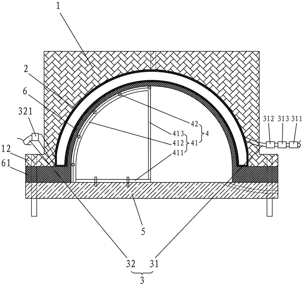 Novel extreme outer pressure test device and method for hemispherical concrete shell