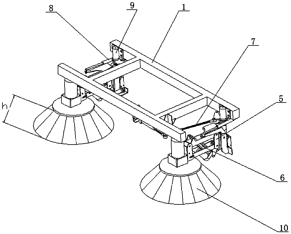 Adjustable elastic reset structure of edge brush of electric sweeper