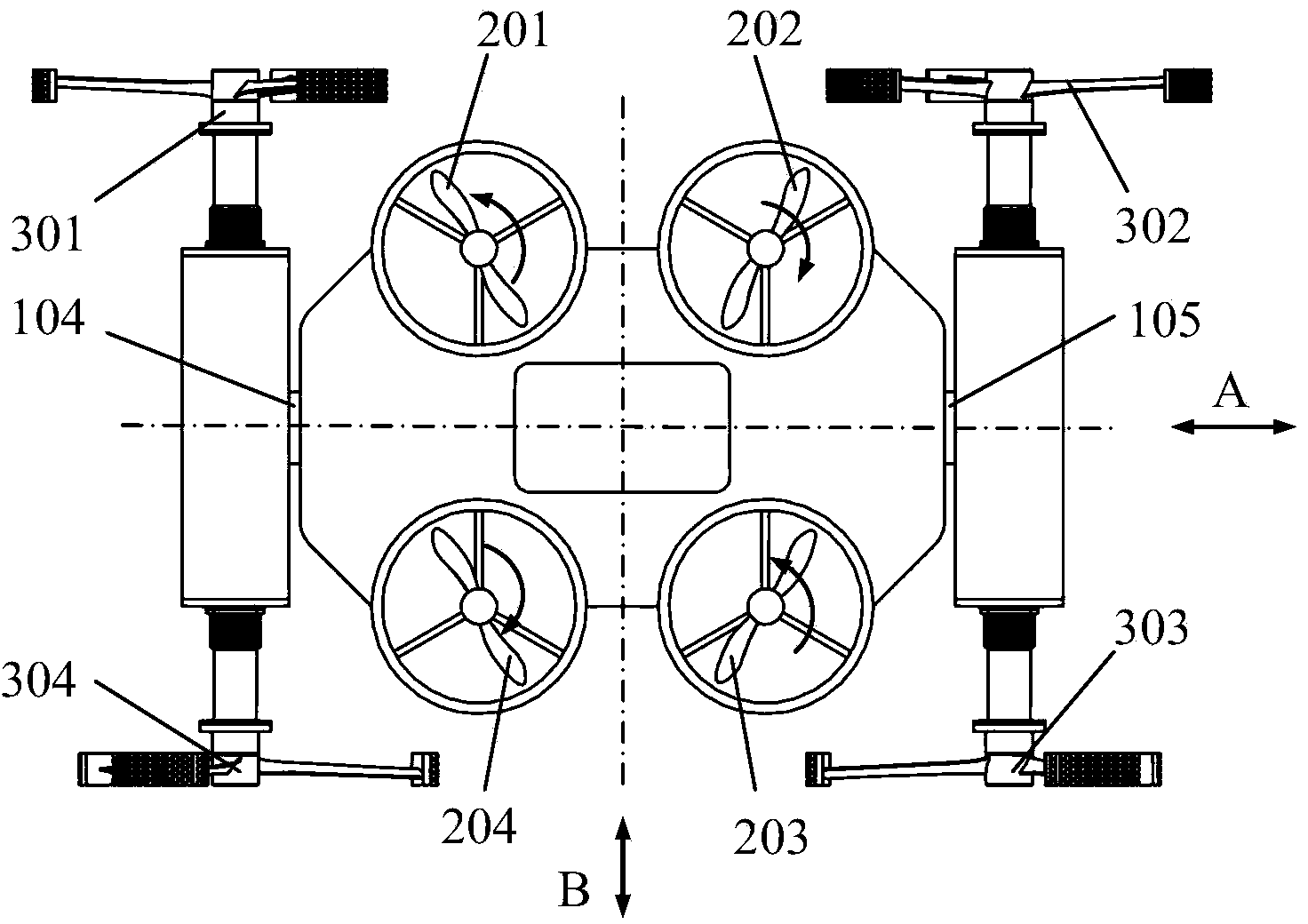 Wheeled-like movable robot with capacities of flying and water passing