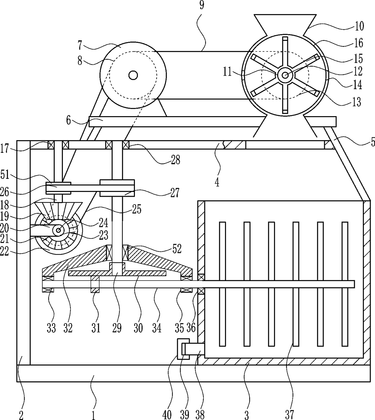 Sulfur smashing device for chemical materials