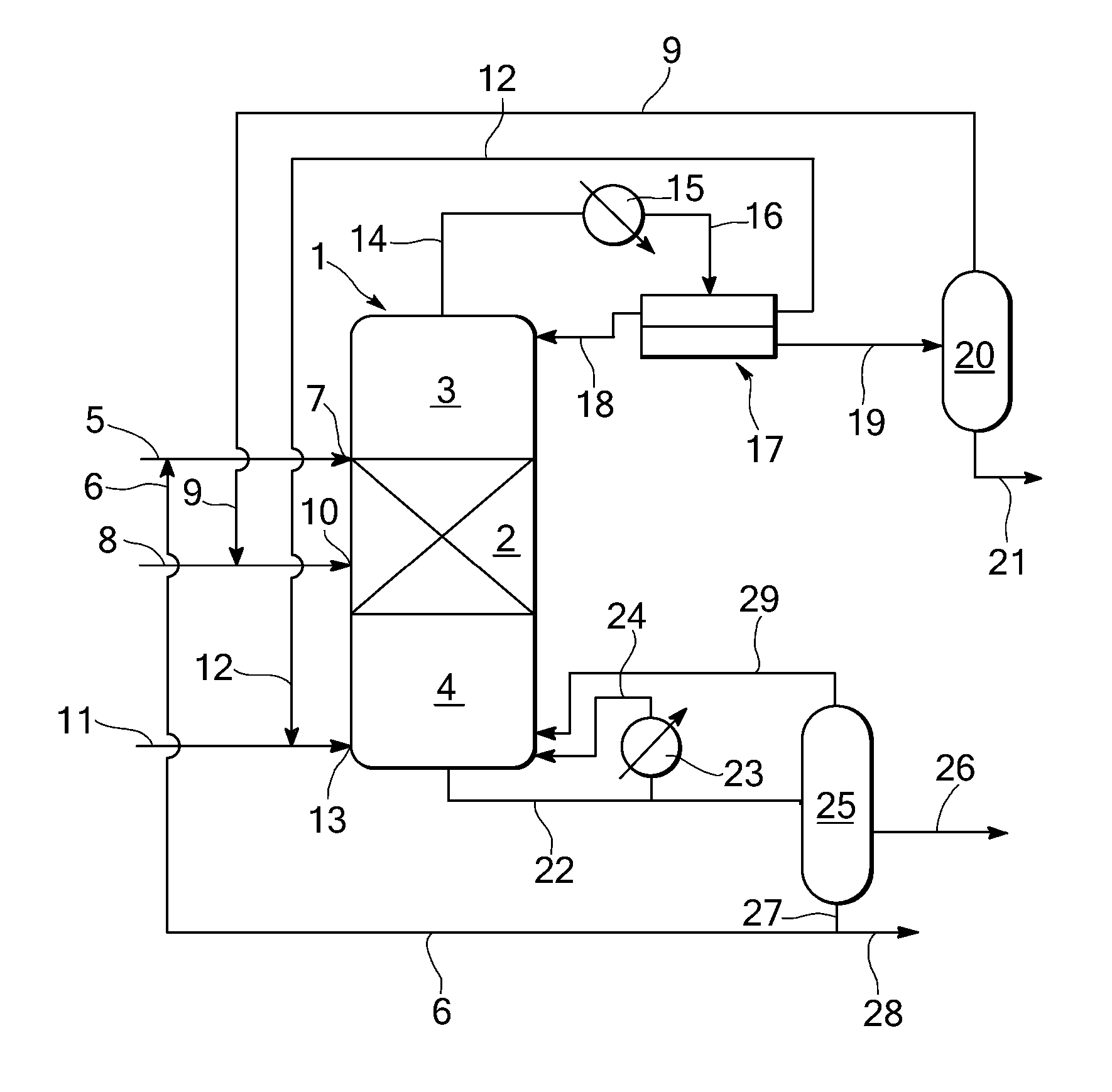 Process for reactive distillation of a carboxylic acid