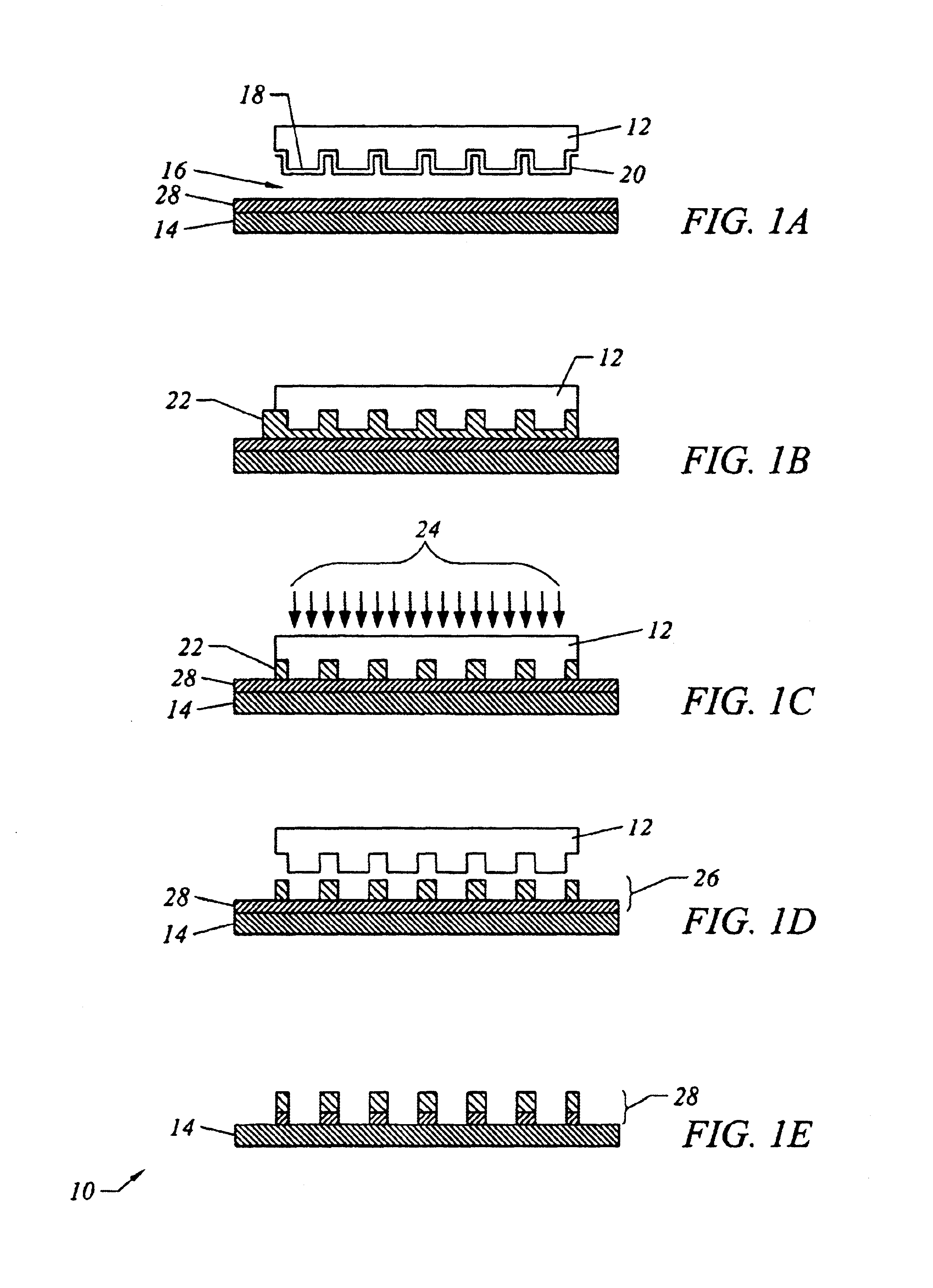 Method for fabricating nanoscale patterns in light curable compositions using an electric field
