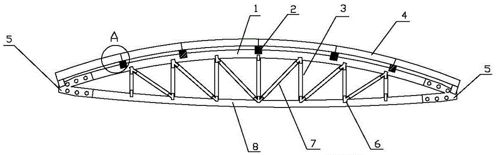 Large-span bamboo truss structure roof with heat insulation function and construction process thereof