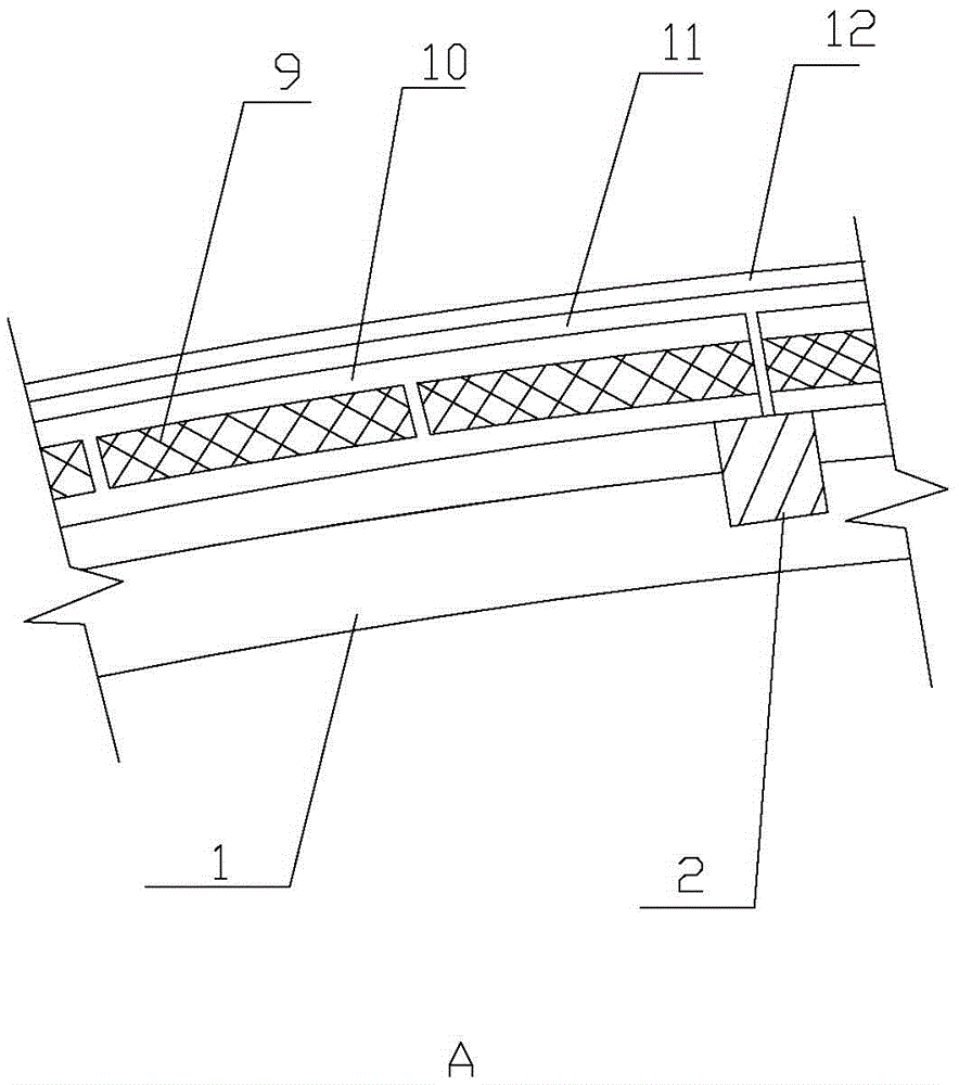 Large-span bamboo truss structure roof with heat insulation function and construction process thereof